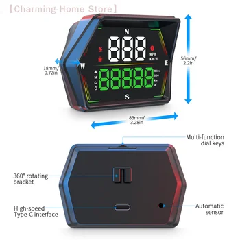 【M】G21 HUD GPS Car Digital Speedometer Head-Up Display Big Font Compass Time Overspeed Alarm For All Car Customized