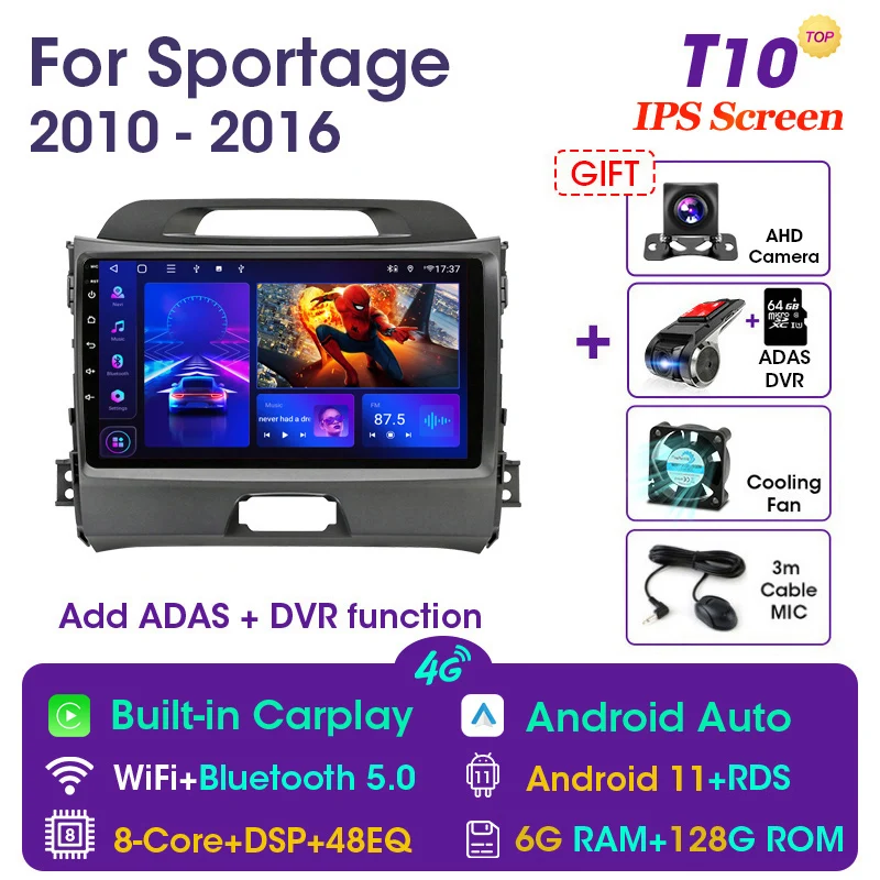 Vtopek 9" DSP 4G Carplay 2din Android 11 Car Radio Multimidia Video Player Navigation GPS For KIA Sportage 3 2010-2016 Head Unit portable movie player for car Car Multimedia Players