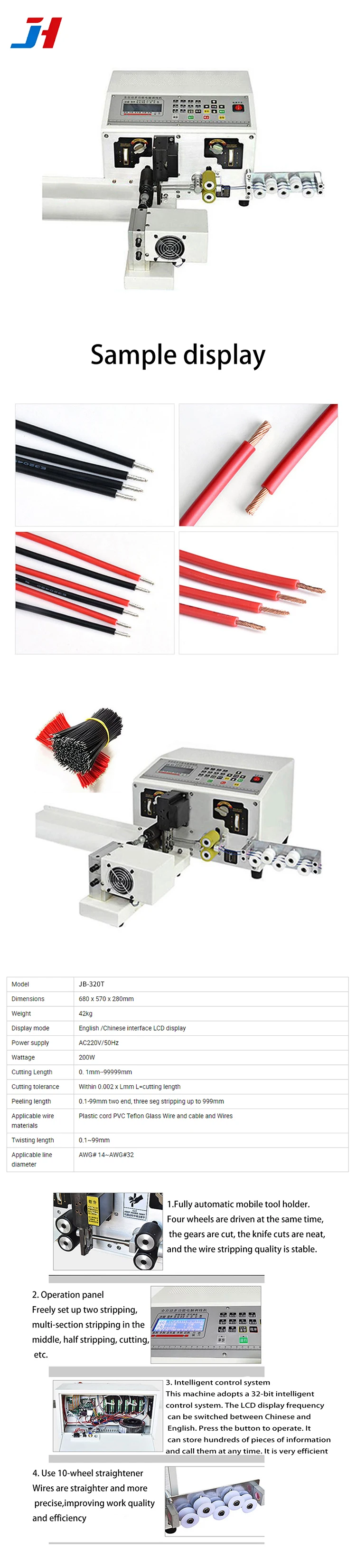 Automatic Wire Stripping Machine JH-320T Computer Type Stripping Tool for Electr