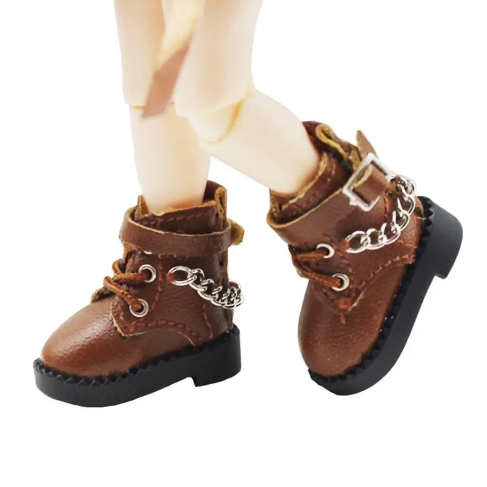 1 Pair Lovely PU Leather OB11 Doll Shoes Chain Boots High-heeled Bjd Doll Chain Shoes Casual Mini 1/12 Bjd Doll Shoes Children