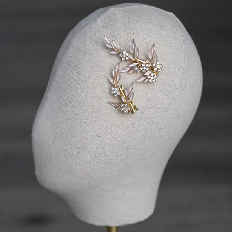 Bridal Hair Clips Pins Gold Color Leaf Girls Headpiece Handmade Wedding Prom Women Hair Piece Accessories