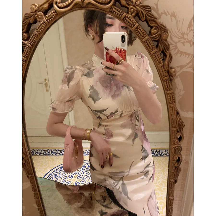 

Улучшенный Ципао для женщин с плавающей фотографией