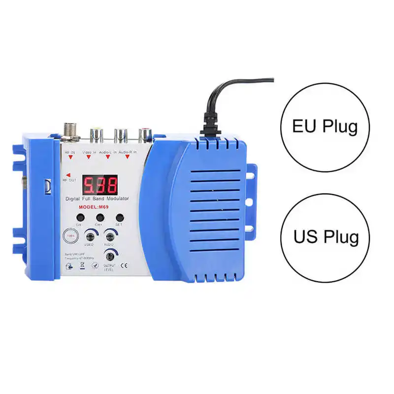 1pcs  M69 Home Modulator Professional AV TO RF Home Modulator Converter VHF UHF professional rf modulator av to rf converter with ir repeater pcb circuit design tv link modulator for set top box dvr dvd