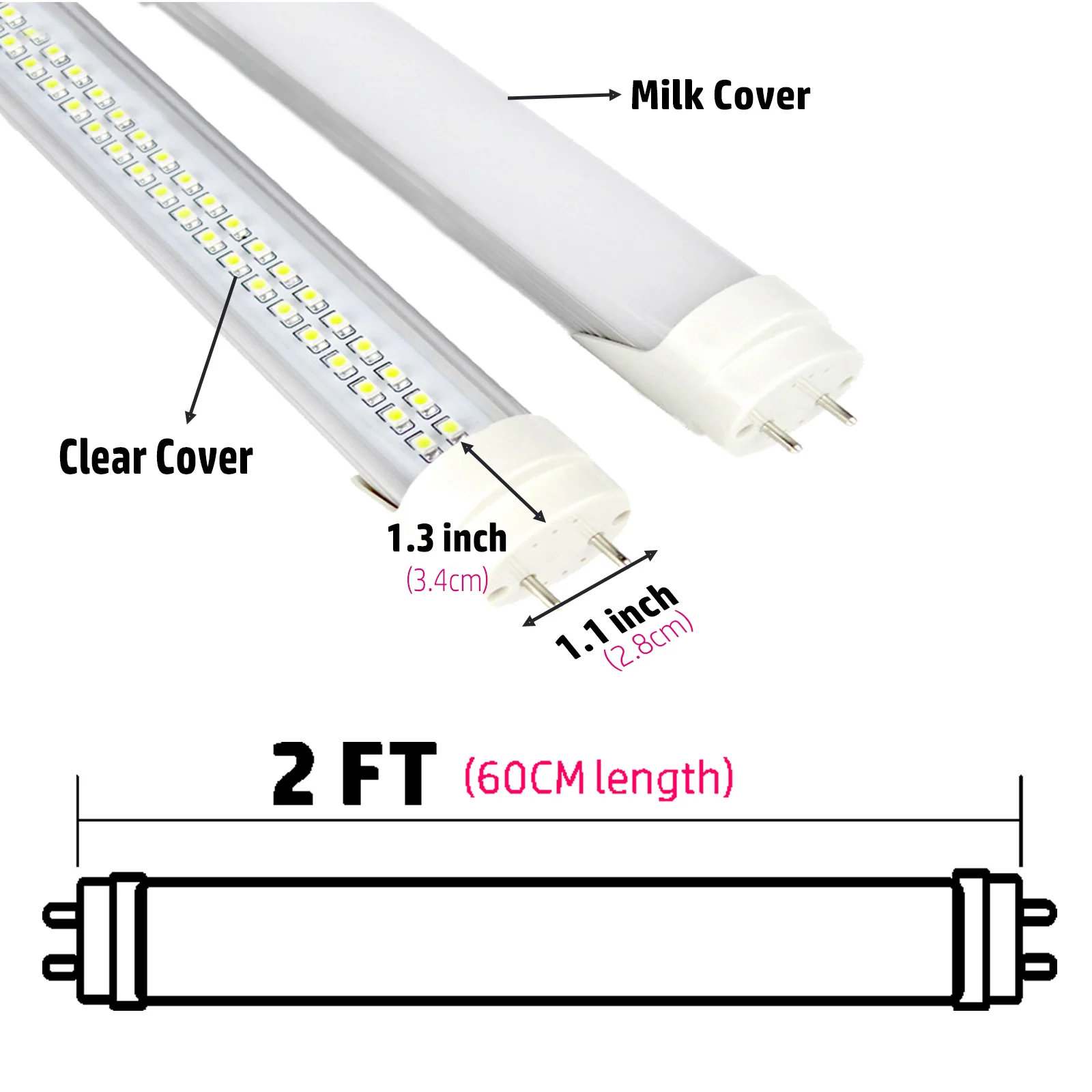 10 개/몫 2ft 600mm 20W T8 LED 튜브 | G13 인터페이스 | 고효율 PF 0.95 | 깜빡임 없음 | 조광 불가능 | 에너지 절약 | 형광등 교체