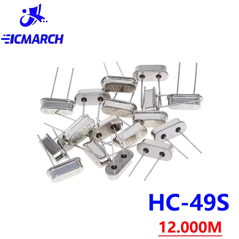 Hc-49s 12.000M Crystal Oscillator 50PCS Hc 49s 12 MHz Passive Crystals 2PIN 12.000MHZ 12MHZ 49S-12.000M