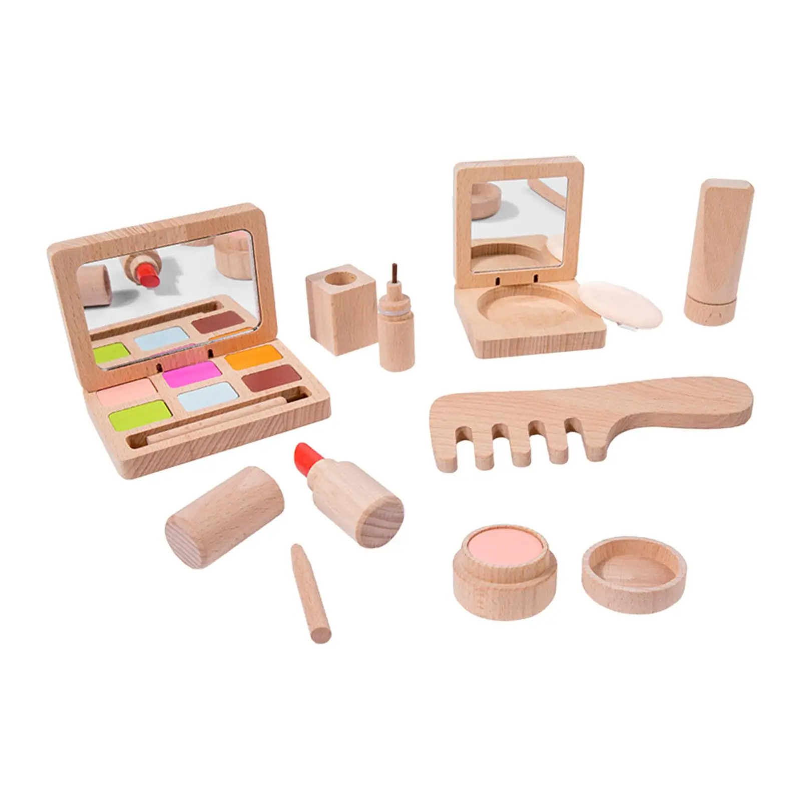 

Kids Pretend Play Makeup Set, Princess Dress up Toy, Wooden Makeup Toys for Birthday Toys