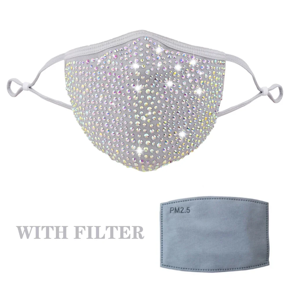 Bling Pailletten Maske Dekoration elastische Maske Schmuck für Frauen Mode Strass Unisex für Halloween Kostüm Cosplay Gesichtsmaske – Detail 17