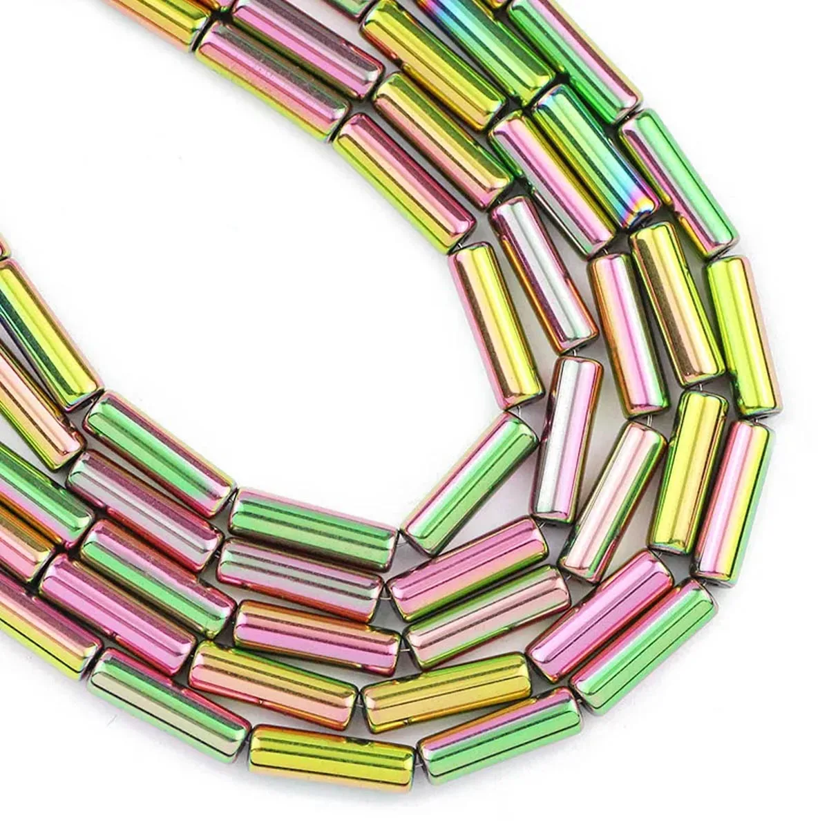 Rose Gold Plated Lava Stone Cylinder Beads