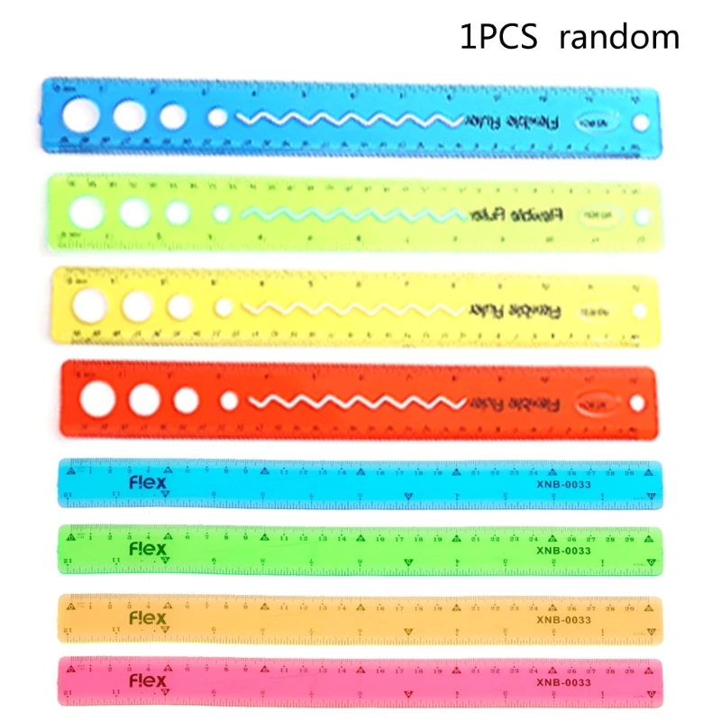 

Clear Plastic Ruler Dual-scale Shatterproof 12 Inch PVC Ruler Anti-break for Student Adult School Office Colors Randomly