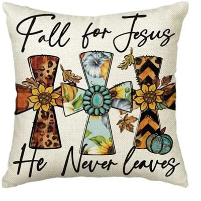 

Linen Square Pillow Cover Autumn Thanksgiving Pumpkin Cross Sofa Cushion Cover Home Decoration pillowcase 50*50 decor