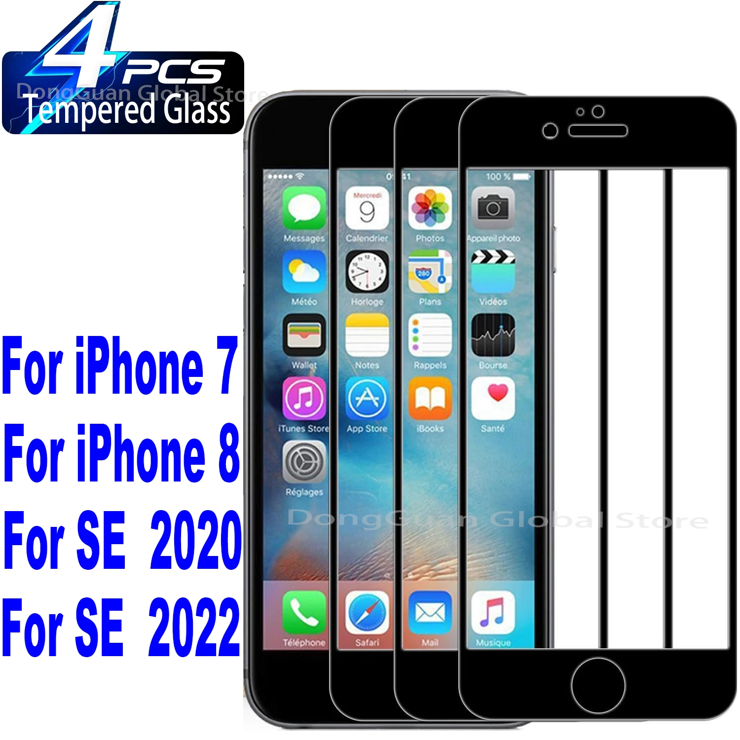 

2/4Pcs Tempered Glass For iPhone SE 2022 2020 7 8 Screen Protector Glass Film