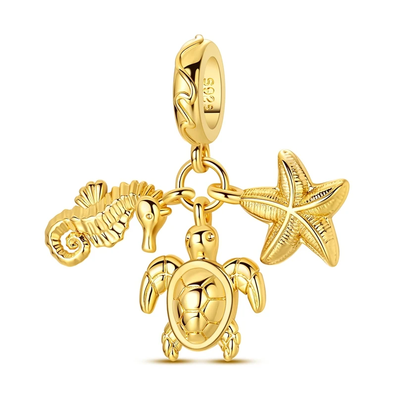925 Sterling Silber Sommer Charms Perlen Krabbe Schildkröte Oktopus Muschel Anhänger Passend für Original Armband für Frauen DIY Schmuck Geschenk – Detail 40
