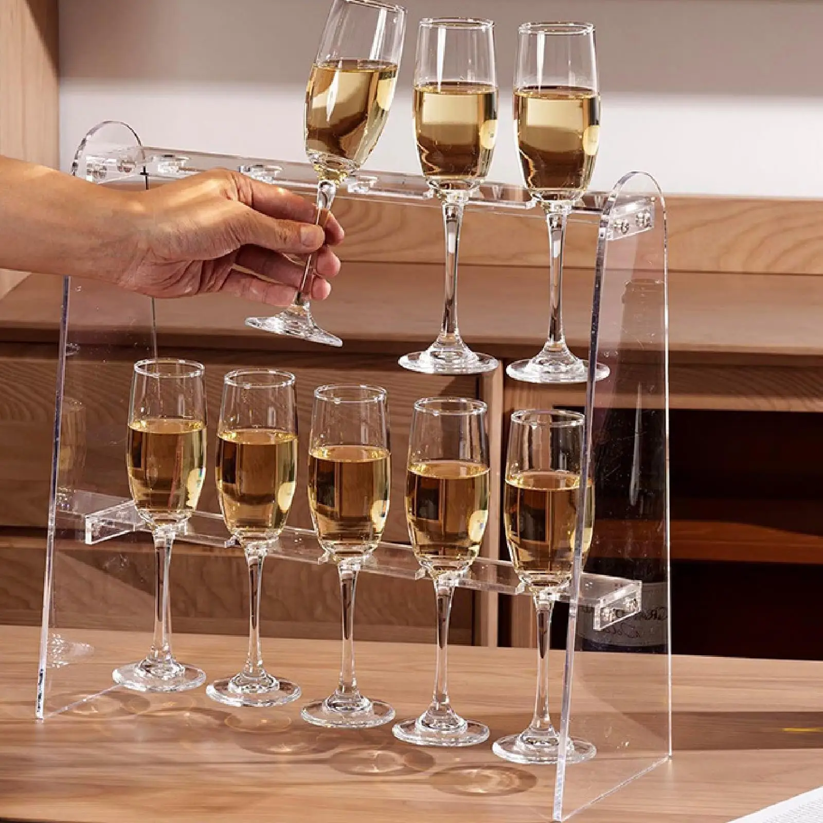Acrylic Champagne Holder Clear Glass Hanging Display Rack Drink Tower for Kitchen Bridal Shower Home Restaurant Decorative