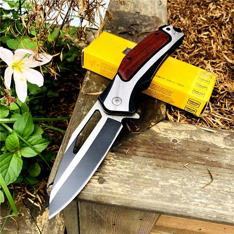 

DA130 X48 X61 Outdoor Mini Folding Knife Tactical Military Combat Self Defense Utility Wooden Handle Camping Tool