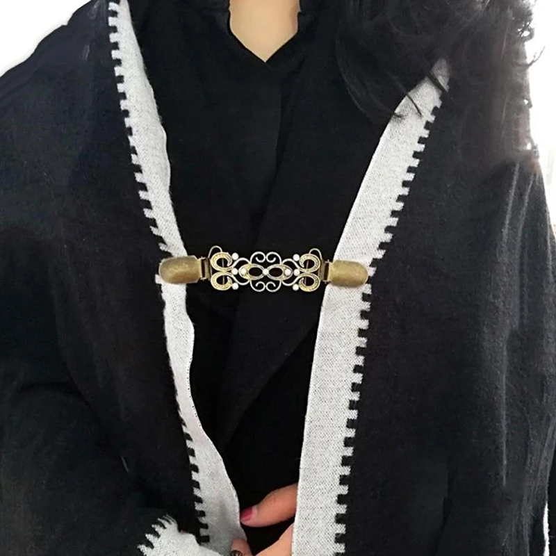 1PC Sweater Cardigan Clip Duck-mouth Clips Flexible Beaded Pearl Pin Brooch Shawl Shirt Collar Buckles For Clothing Decor Sewing Clips Garment Clips Clothing Decor Clothes Clips