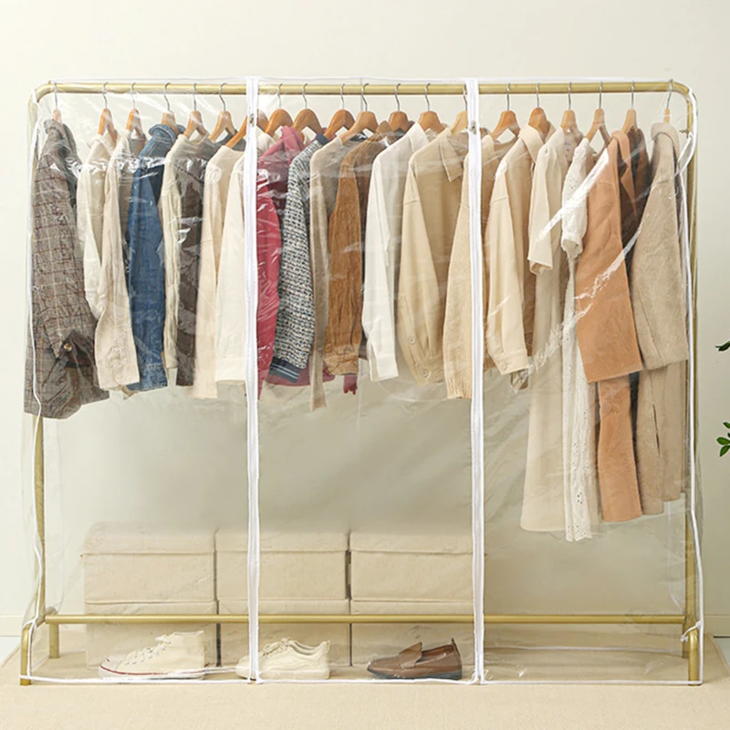 Clothes Storage Bag Floor Clothes Hanger Dust Cover Bedroom Drying Rack Translucent Coat Suit Dormitory Supplies