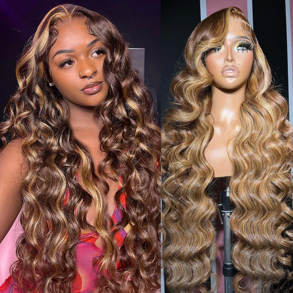 

4/27 Highlight Blonde Body Wave 13x4 13x6 HD Lace Frontal Wigs Human Hair 280 Density Brazilian Preplucked Baby Hair Ready To Go