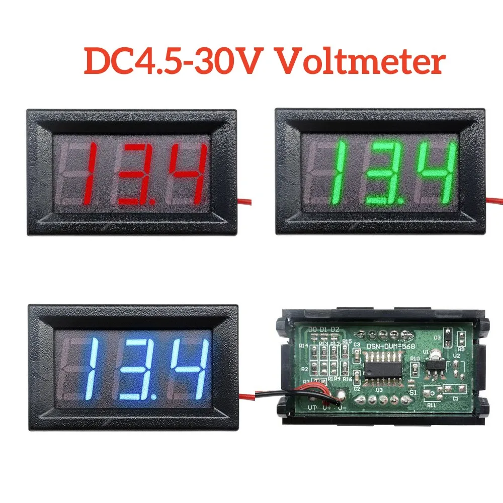 

0.56 Inch DC4.5-30V Voltmeter LED Display Panel Three Digital Display Meter Voltmeter Red 2 Wires Voltage Meter Voltmeter Car