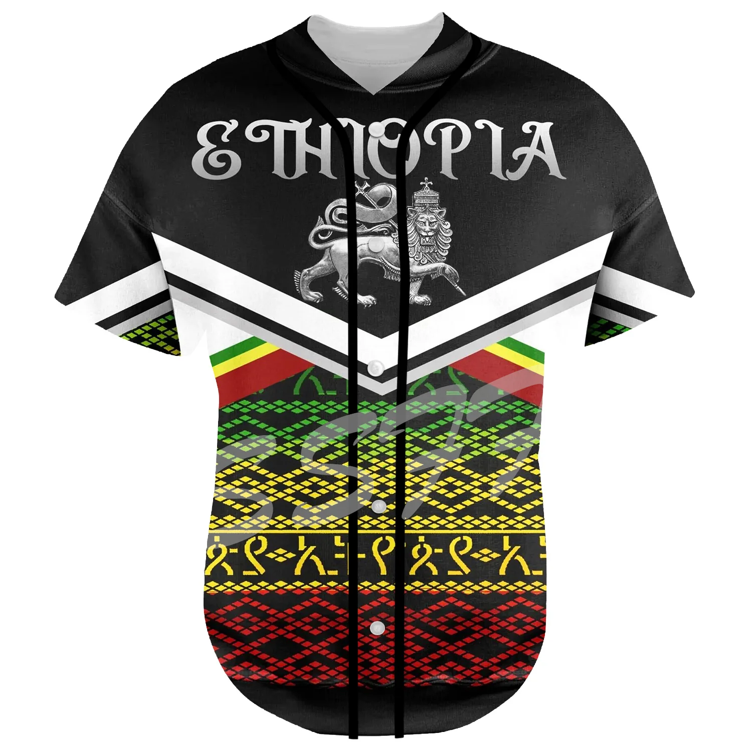 Africa County Ethiopia Native Reggae Lion Tattoo 3DPrint Summer Harajuku Casual Funny Baseball Jersey Shirts Short Sleeves X7