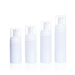 Set of 6 Refillable Portable Foaming Pump Bottles for Travel (Various Sizes) (White bottle)