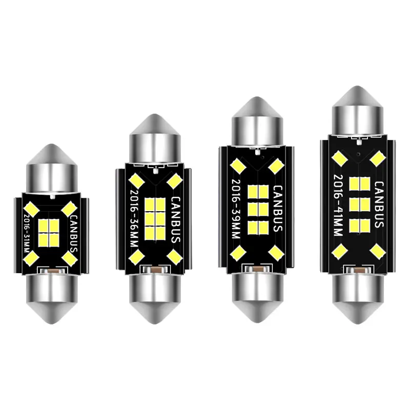 500pcs Error Free DC 12V White 31MM 36MM 39MM 41MM Led Lights Car Interior Dome Reading Bulbs Canbus Auto License Plate Lamps