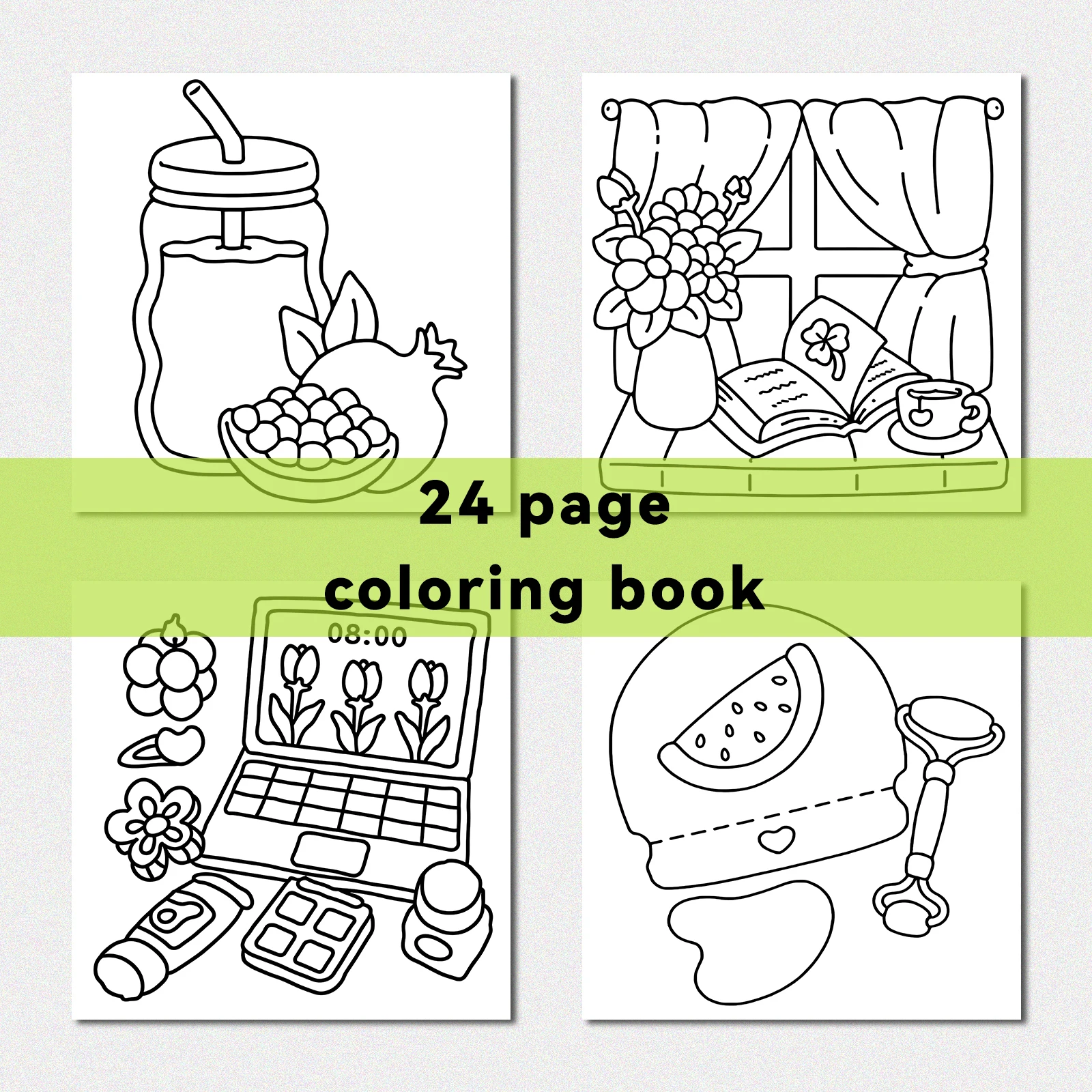 CUTE & GROOVY Bold-easy Coloring Book 24 pages for Adults Picture Book Cute Drawing Books Perfect Gift for Party and Birthday ﻿ 6
