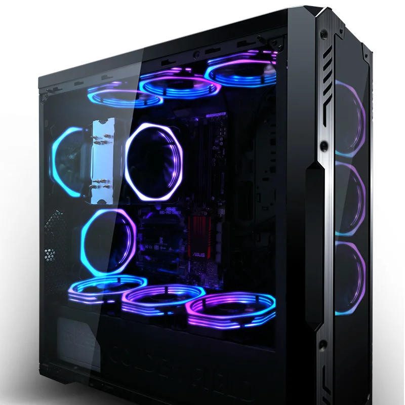 RGB Case Fan 6PIN 12cm Desktop Computer Cooling Fan Color Changing Cooler Up Silent Fan for Computer Case & Radiator