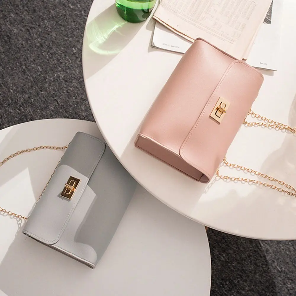 

Vintage Trendy Shopping Solid Color Fashion Exquisite PU Leather Square Bag Women Handbag Korean Style Bag