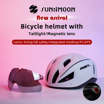 Sunrimoon neuer Fahrrad helm mit Linse Rennrad helm für Männer integrierter Light Scooter Helm mit Rücklicht Fahrrad ausrüstung
