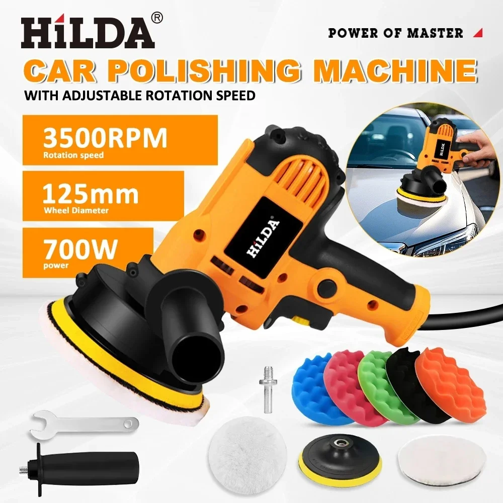 Car Polisher HILDA Electric Car Polisher Car Beauty Waxing Machine Adjustable Speed Sanding Waxing Tools Automotive Polishing Scratch Repair