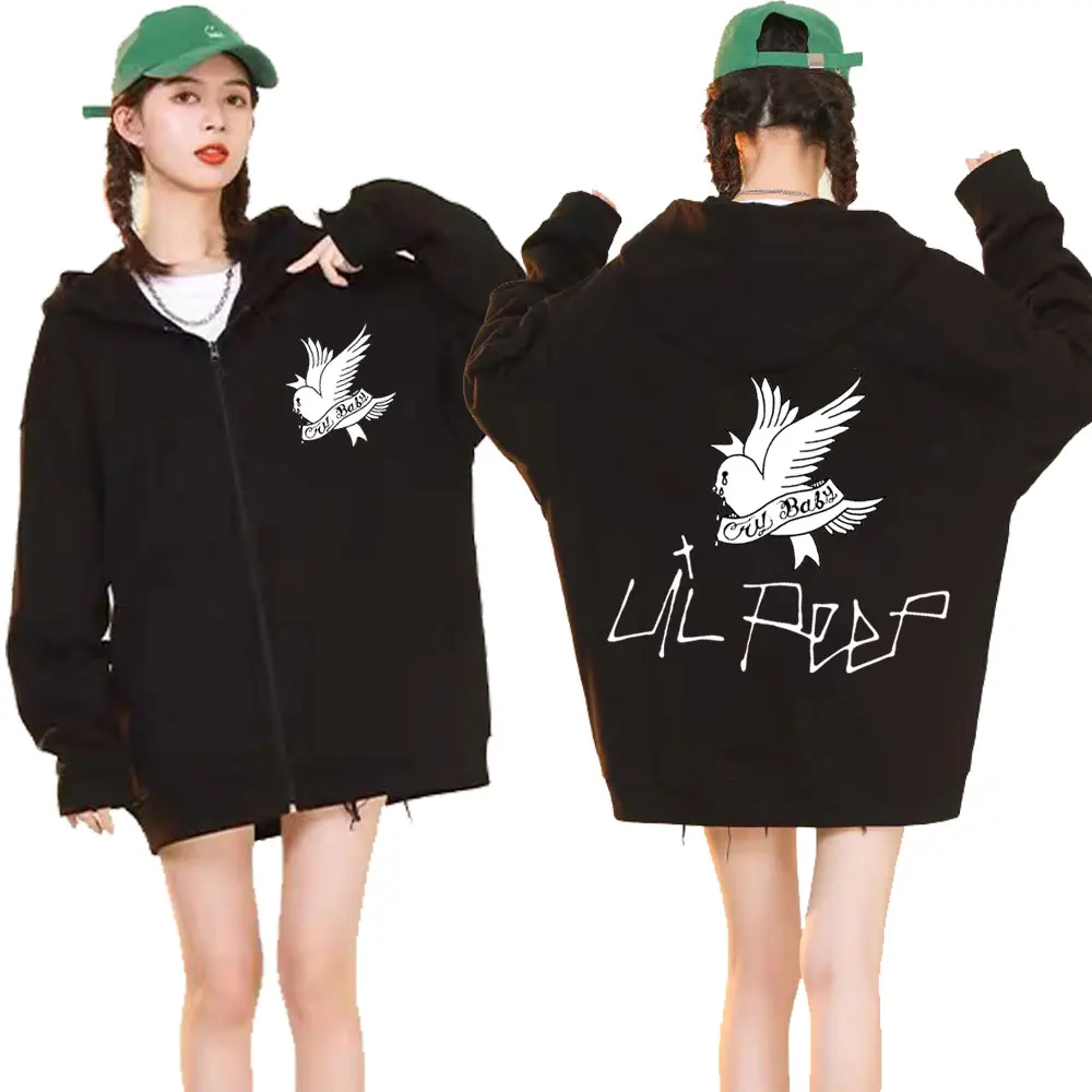 

Толстовка Lil Peep Cry Baby с принтом логотипа на молнии для мужчин и женщин, свободные модные толстовки большого размера на молнии, винтажный флисовый пуловер, пальто, куртка