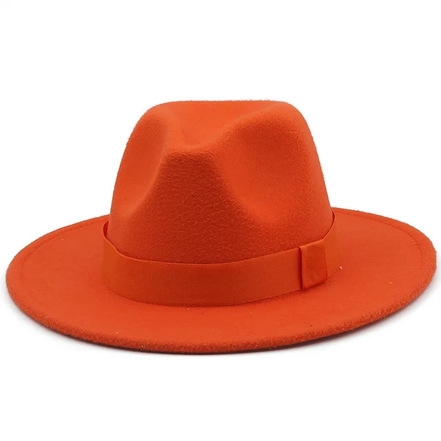 7cm Wide Brim Women Felt Fedora Hats 