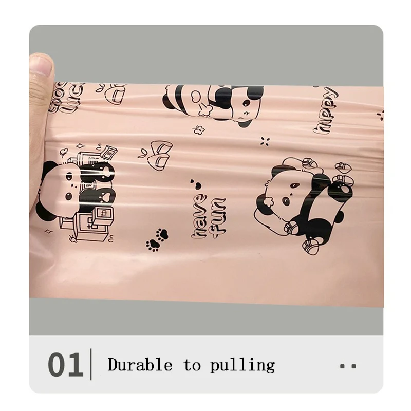 17x30cm/25x35cm Lotus Pink Express Bag Cute Panda Print Courier Bags Good Luck Shipping Mailing Envelope Gift Pouches 10Pcs