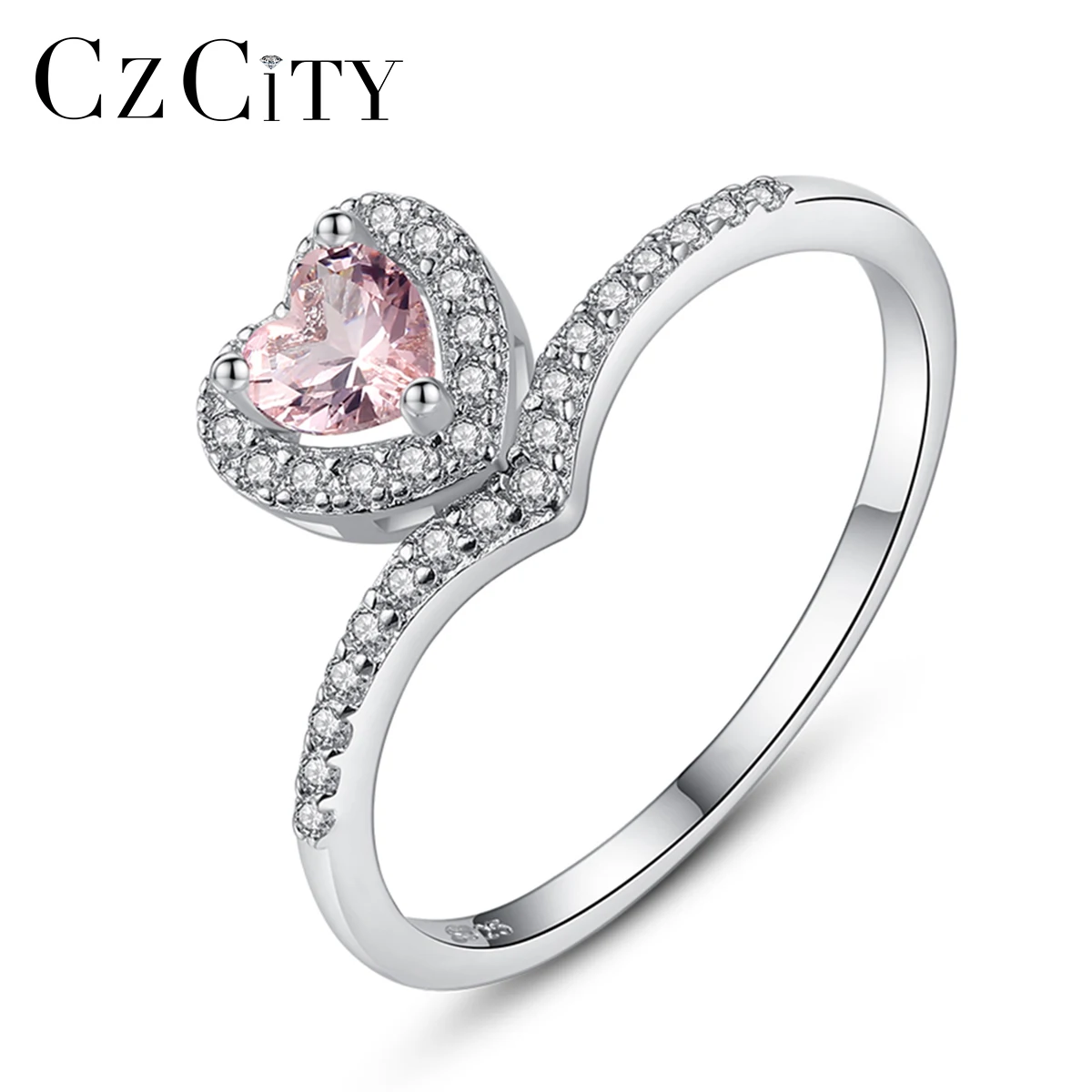 

CZCITY New Big Heart Topaz Gemstone Rings for Women S925 Silver Engagement Wedding Bridal Lover Fine Jewelry Christmas Gifts