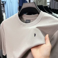 T-shirt à manches courtes en coton soyeux respirant haut de gamme pour homme, collection été, marque Pony, décontracté, col rond 5