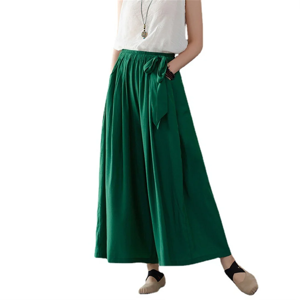 

Shanghai Story Women's Washed Linen Casual Loose Wide Leg Pants Pocket Pant