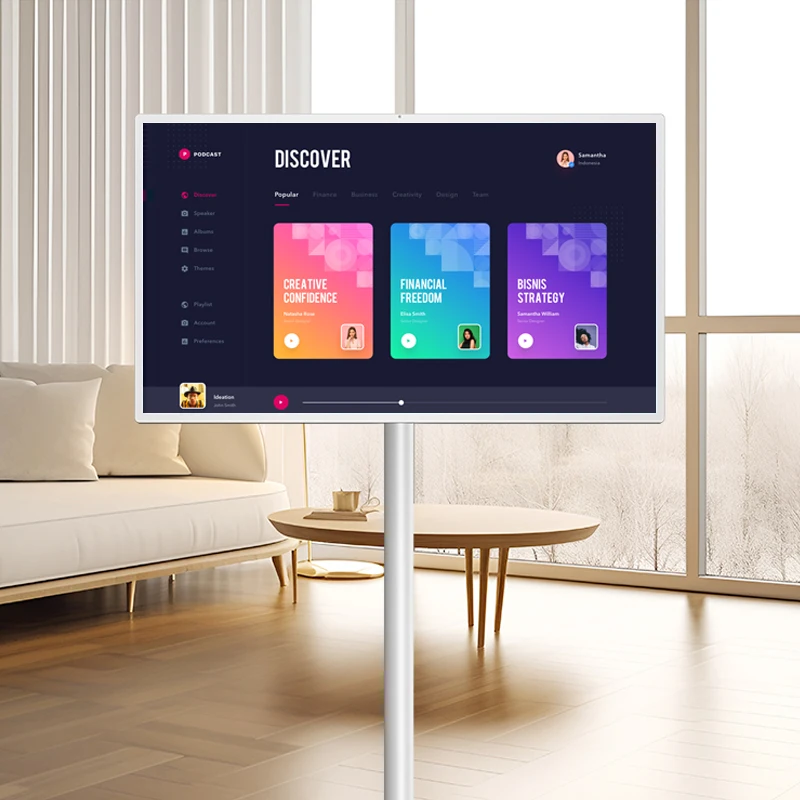 Touch Screen Smart Tv Battery-Power Android Smart Portable Tv With Wheels Portable