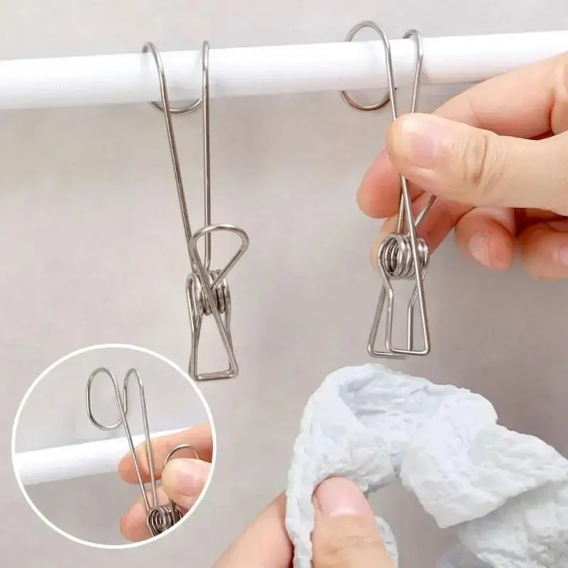 Clip Universali In Acciaio Inox 304 Con Gancio - Confezione Da 12, 9,5 Cm, Per Appendere In Cucina E Bagno
