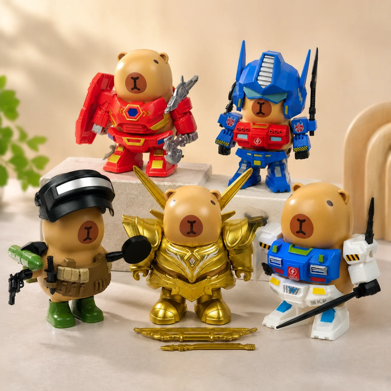 Capybara Mecha Armor Deluxe Action Figure Set with Accessories & Display Base
