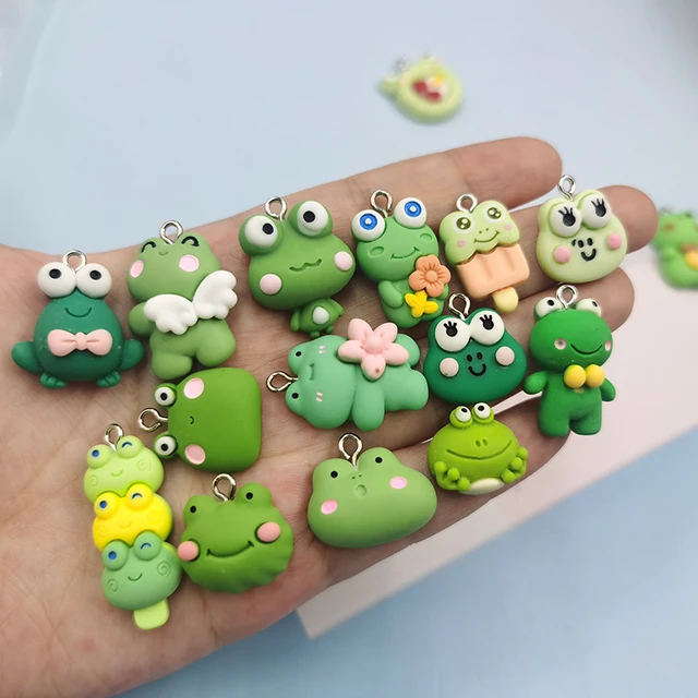 10PCS Frog Acrílico Encantos 22MM Double Sides Impressão Verde Animal Frog  Epoxy Pingente Charme Para DIY Brincos Pulseiras Keychain - AliExpress