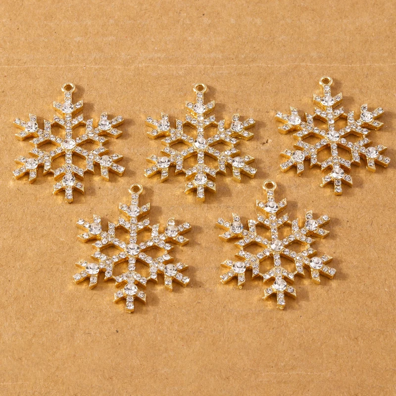 5pcs 38*30mm Luxury Crystal Rhinestone Snowflake Pendant Charms for Jewelry Making Earrings Necklace DIY Accessories Supplies