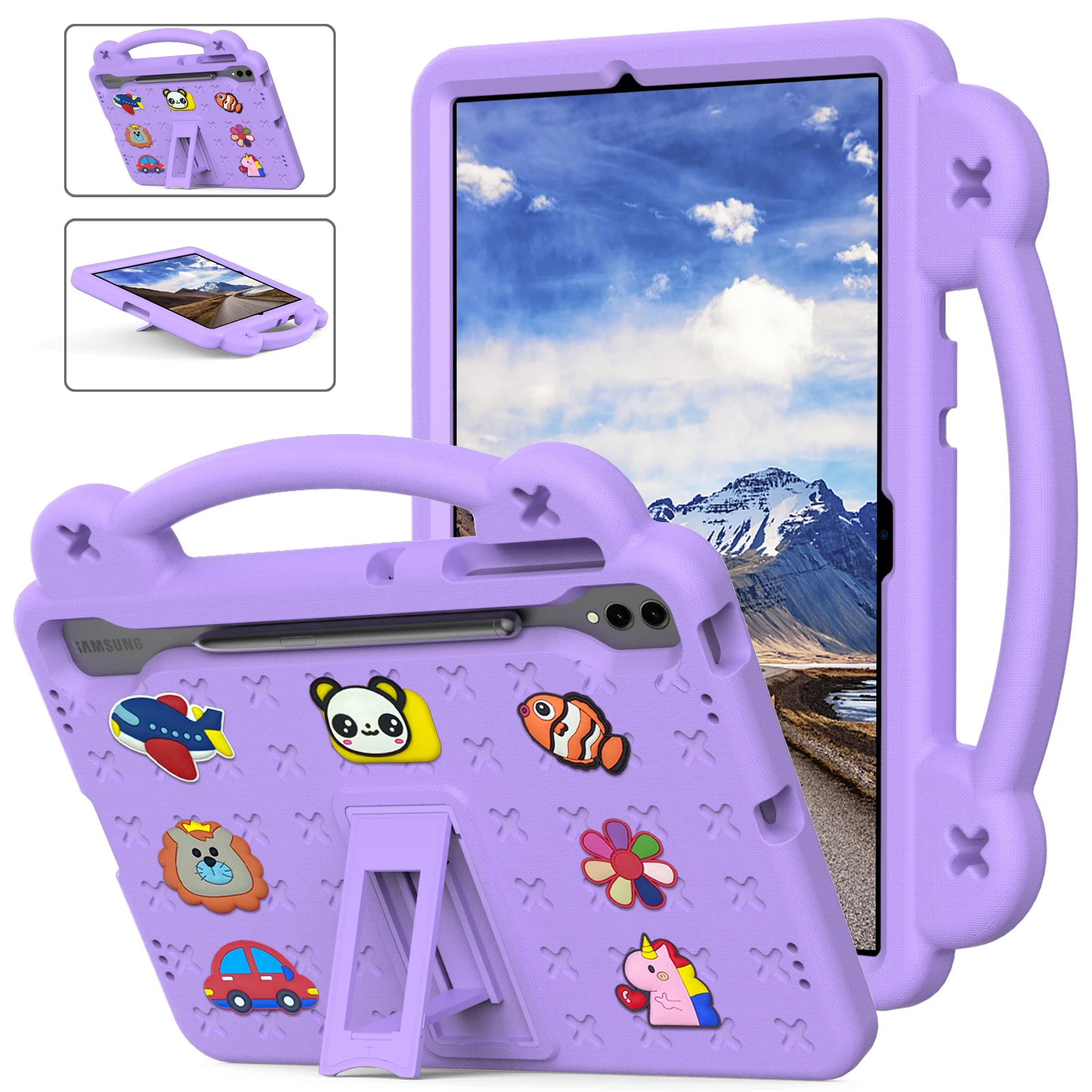 Estojo Eva Bear para Crianças Capa para Tablet à Prova de Choque Samsung Galaxy Tab s9 fe 11 s8 11 Funda Tab s9 fe Plus 12.4 s7 fe s8 Plus