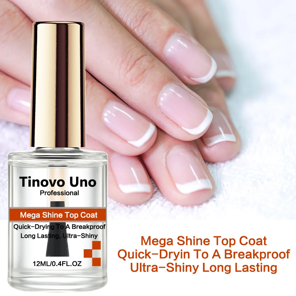 Tinovo Uno Mega Shine Top Coat Ultra Shine Nail Hardener Regular Normal Nail Polish Long Lasting Repair Thin Brittle Nails Art 3