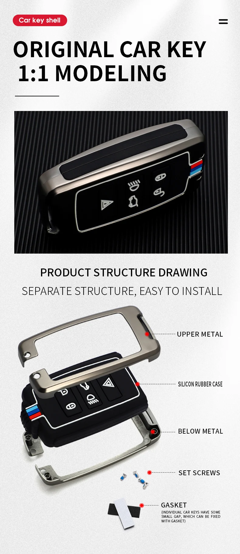 Nuova auto Remote Key Case Cover Shell portachiavi per Land Rover Range Rover Sport Evoque Velar Discovery 5 per Jaguar XE E-PACE XF 10 Nuova auto Remote Key Case Cover Shell portachiavi per Land Rover Range Rover Sport Evoque Velar Discovery 5 per Jaguar XE E-PACE XF - Sb815554766c24da4bfe56c67fc5043dfz