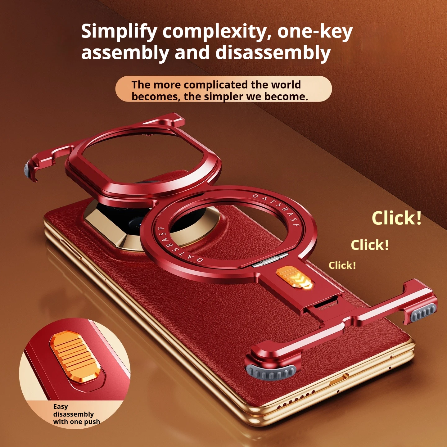 Premium Aluminum Alloy Frameless Phone Case with 360° Rotating Magnetic Kickstand