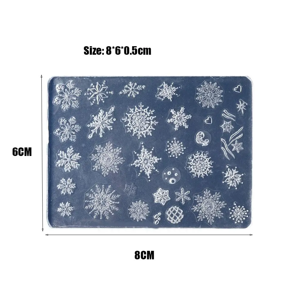 3D Nails Art Silicone Mold Pad Snowflake Snowman Santa Claus Nail Carving Manicure Tool Relief Winter Christmas Relief Mould DIY 6