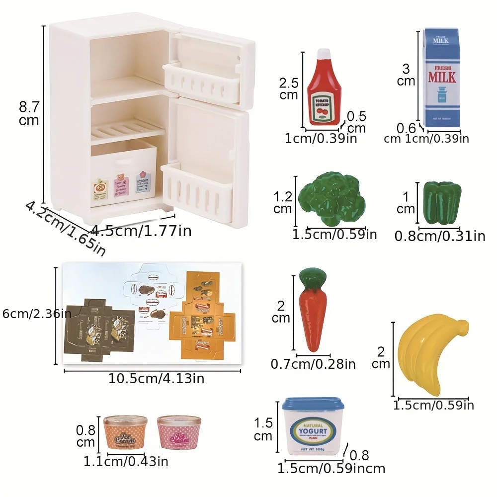1Pcs Dollhouse Miniature White Refrigerator Mini Refrigerator Fridge Model Kitchen Furniture Accessories Pretend Play Food Gift