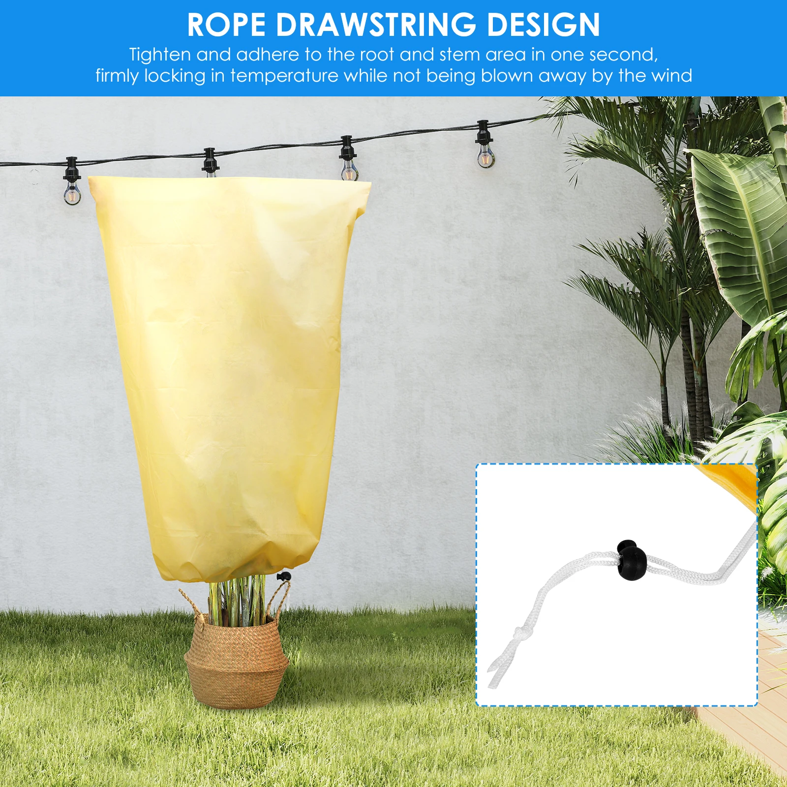 2Pcs Plant Frost Protection Cover Non Woven Winter Warm Cover with Drawstring Tree Shrub Plant Protecting Bag Garden Accessories