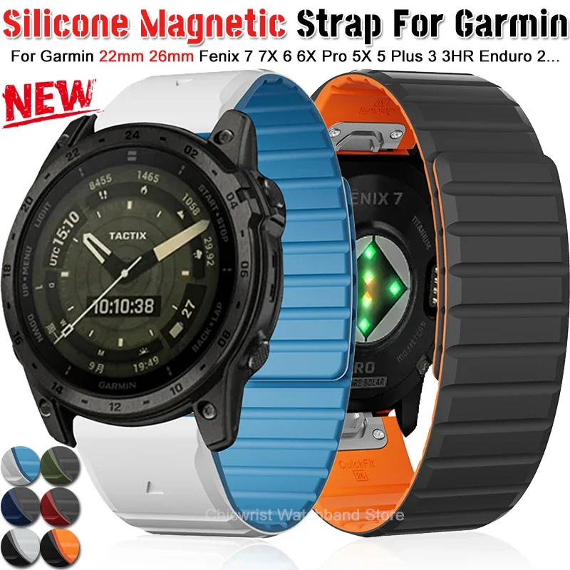 Magnetic Silicone Quick Fit Strap for Smartwatches (22/26mm)