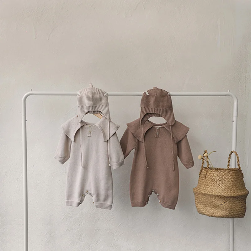 Baby Knit Rompers Jumpsuits Peter Pan Collar Newborn Clothes
